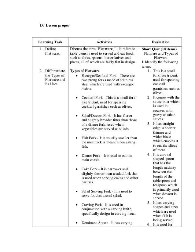 Charming Detailed Lesson Plan In Tle Table Setting Gallery - Plan 3D ... Charming Detailed Lesson Plan In Tle Table Setting Gallery - Plan 3D ...