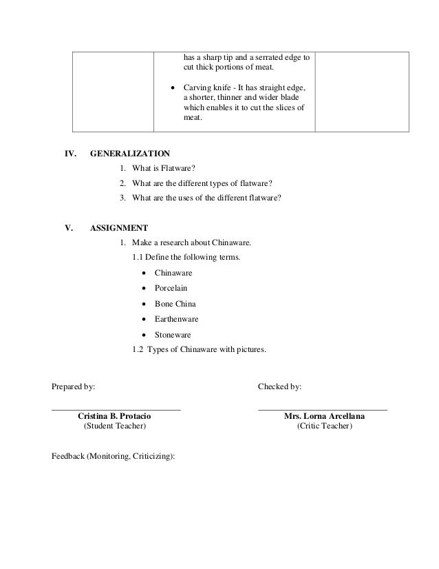 Lesson Plan in Technical Livelihood Education (TLE) Lesson Plan in Technical Livelihood Education (TLE)