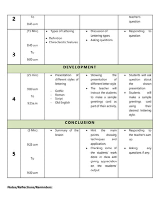 Lesson Plan in lettering | DOCX