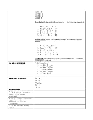 Lesson Plan in Math 6 for Demo-Teaching [Division of Integers] | DOCX