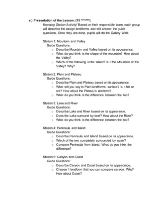 Grade 3 Lesson Plan- Landforms