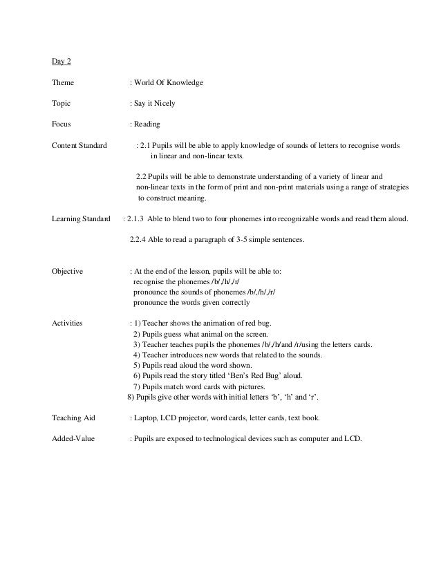 Lesson Plan Kssr Year1