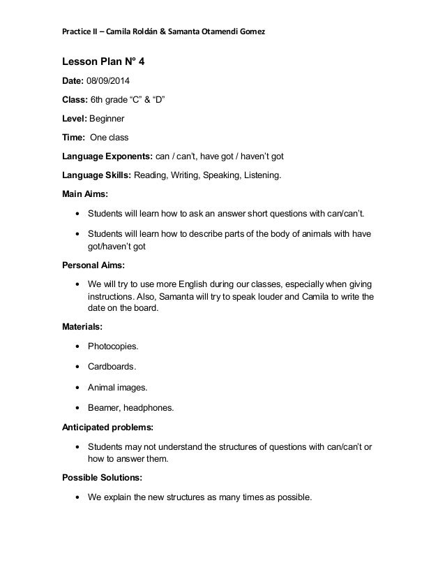 Lesson Plan N 4