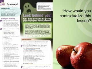 How would you
contextualize this
lesson?
 