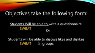 Swbat Lesson Objectives Lesson planning | PPTX
