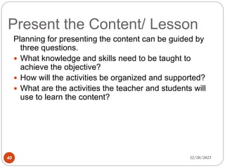 Quality Lesson Content Lesson Planning for Micro Teaching of Teacher Training | PPTX