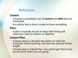 Lessons And Definition Comprehensive Guide to Effective Lesson Planning for Educators | PPTX