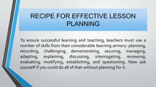 Lesson planning and demo teaching | PPTX