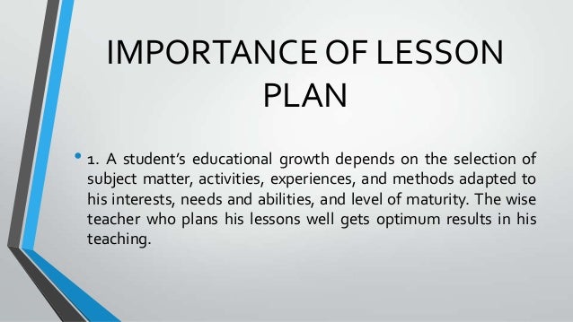 importance of lesson planning in education