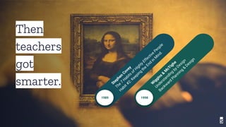 Then
teachers
got
smarter.
5
1989
Stephen
Covey
The
7
Habits
of Highly Effective
People
Habit #2: Keeping
the
End
in
M
ind.
1998
W
iggins
&
M
cTighe
Understanding
by Design
Backw
ard
Planning
&
Design
 