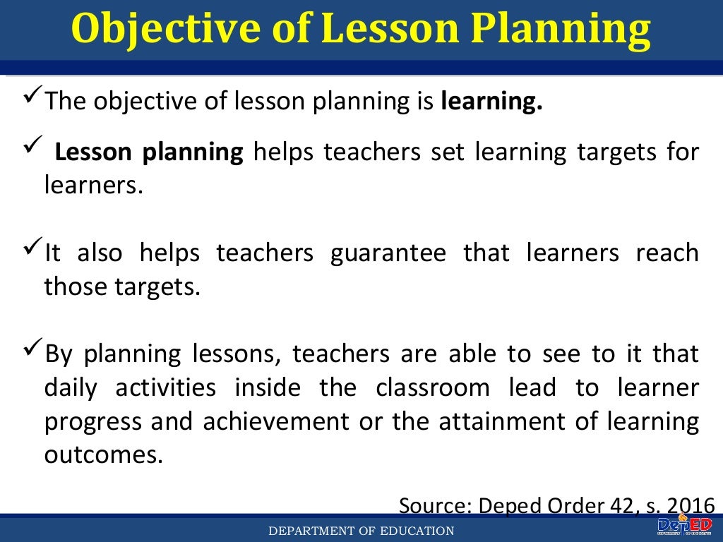 Lesson Planning for DepEd Teachers