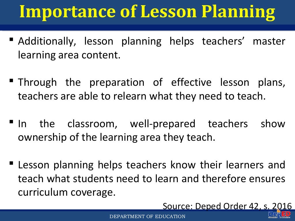 Lesson Planning for DepEd Teachers