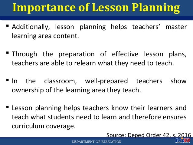 lesson planning for deped teachers