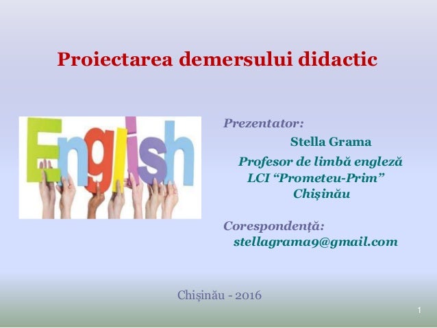 Proiectarea Demersului Didactic Limba Engleza