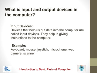 introduction to Basic parts of the computer | PPTX