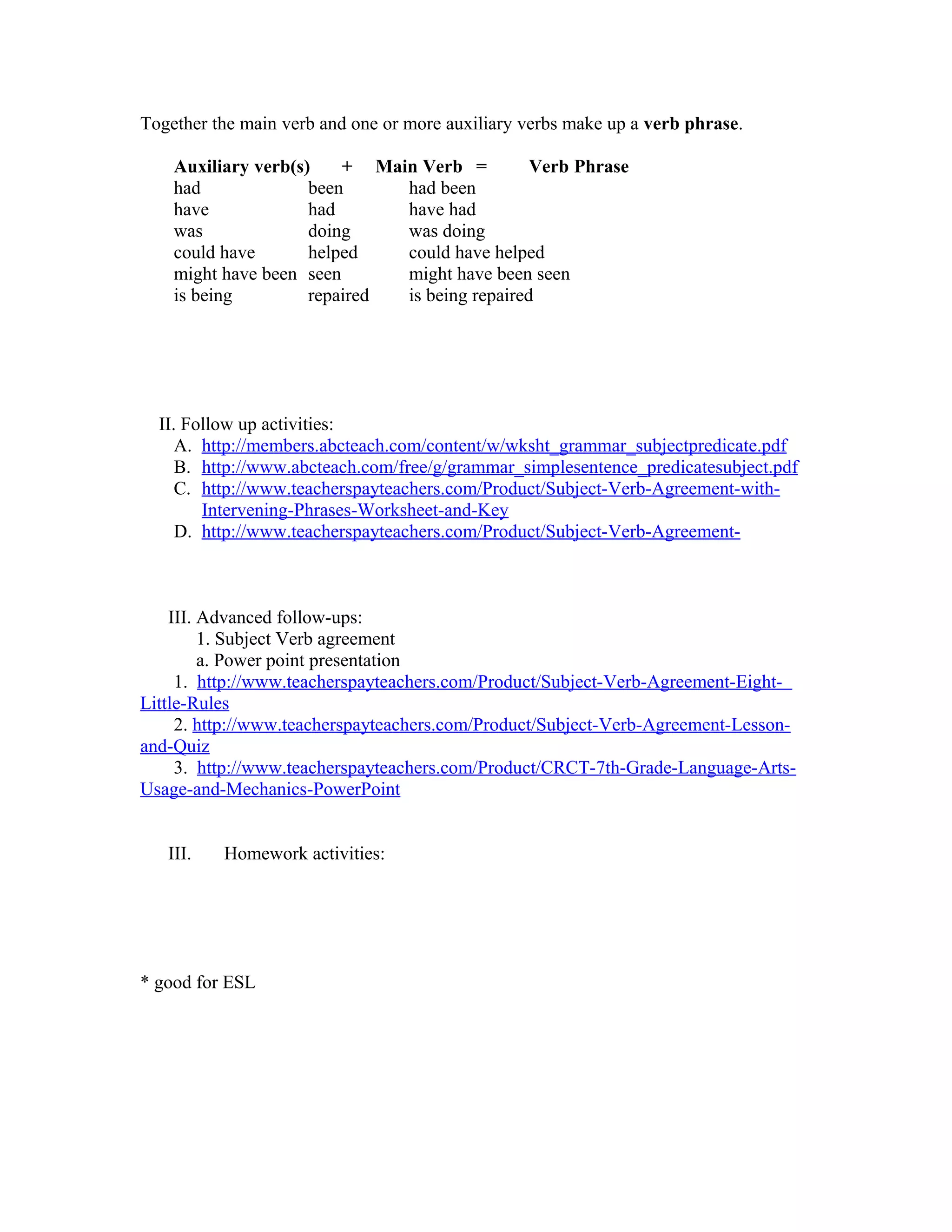 Lesson plan nouns and verbs | DOC
