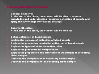 Lesson plan on blood collection | PPTX