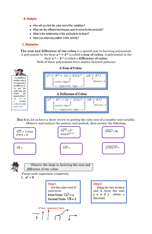 Factoring The Sum and Difference of Two Cubes