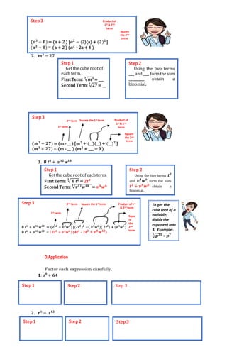Factoring The Sum and Difference of Two Cubes | PDF