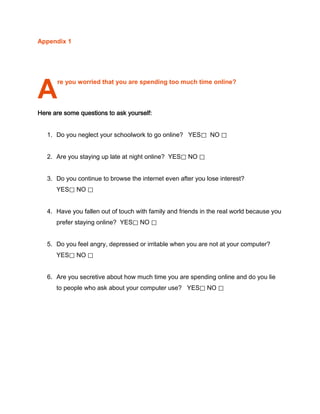 Lesson plan on internet addiction | DOCX
