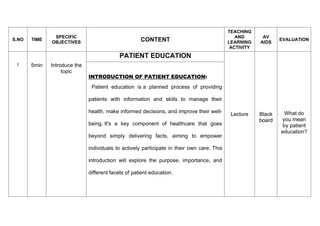 Snf Lesson Plan Example NURSING II SEM LESSON PLAN ON PATIENT EDUCATION.docx