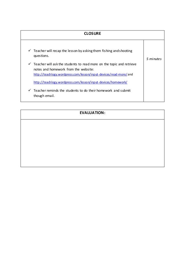 Lesson plan Output Devices