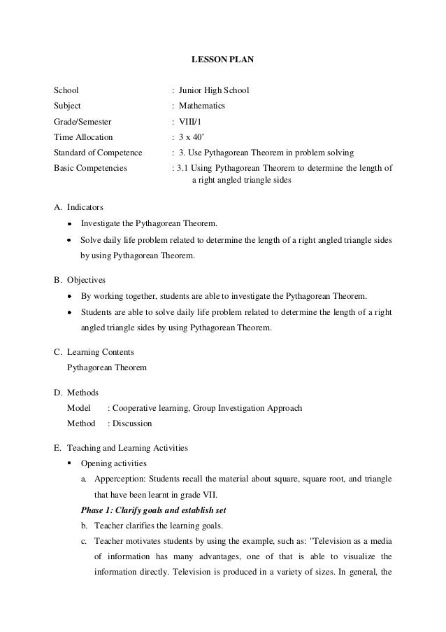 Lesson Plan Pythagoras