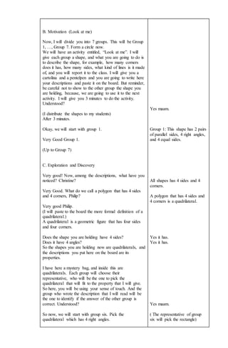 Lesson plan (quadrilaterals) | DOCX