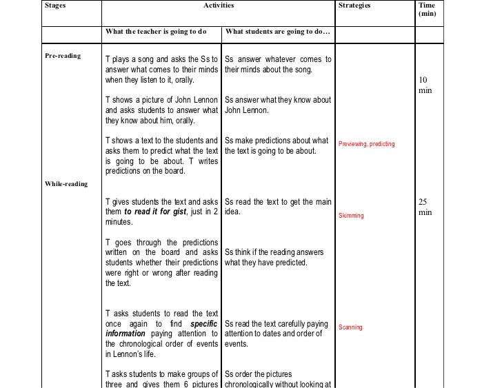 Lesson Plan - Reading