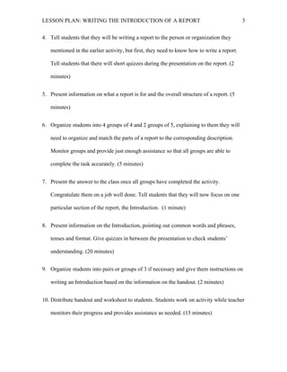 Lesson Plan - Report Writing | PDF