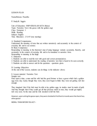 Lessonplanrista reading | DOCX