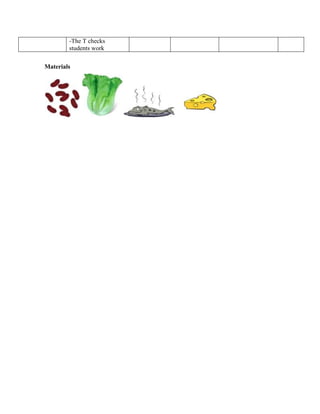 -The T checks
students work
Materials
 