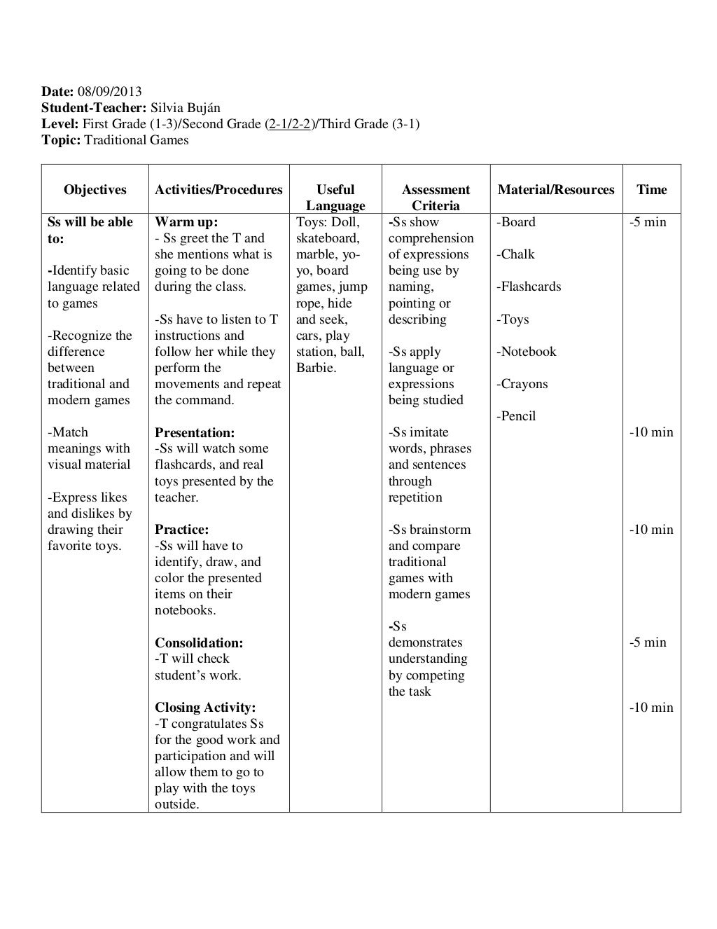 Lesson Plans for Elementary School