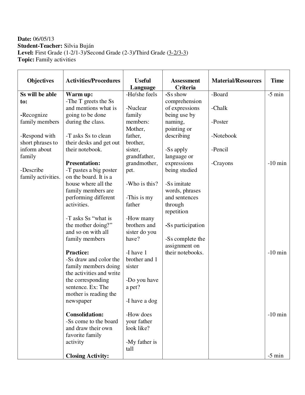 Lesson Plans for Elementary School