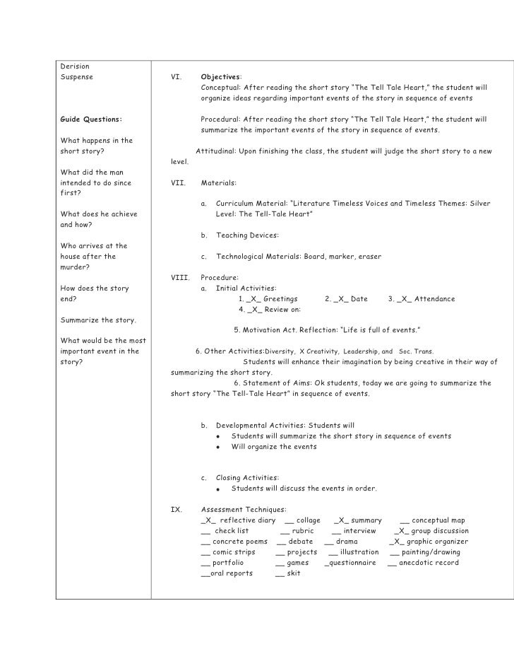 Lesson plan sequence of events