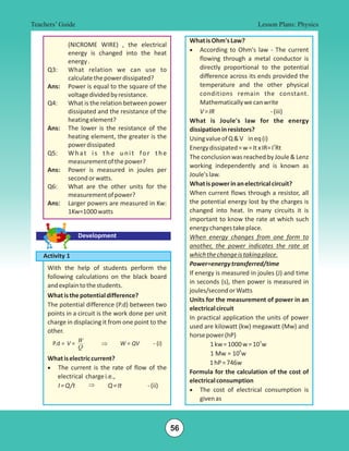 Lesson plans for Physics Grade 9 | PDF