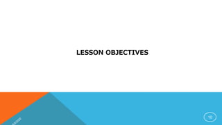 LESSON OBJECTIVES
10
 