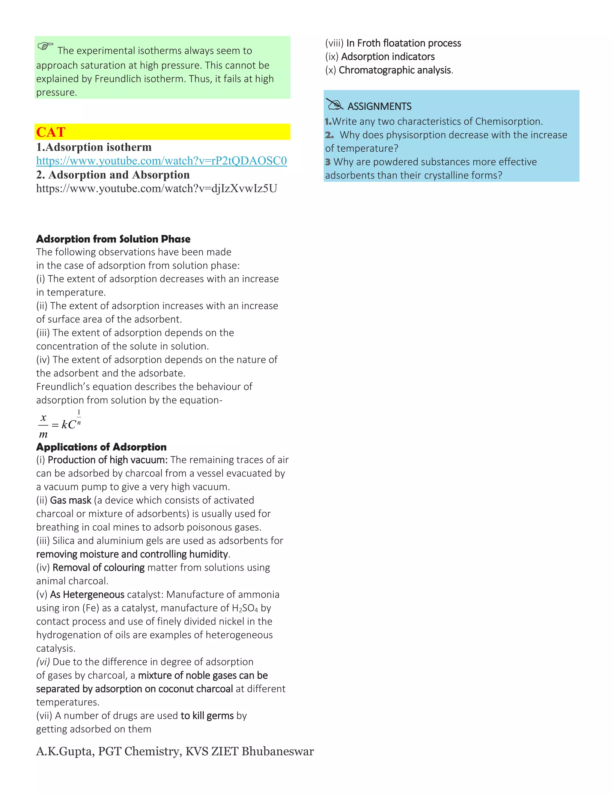 Lesson Plan Surface Chemistry Class XII , CBSE | PDF