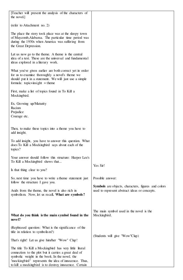 Lesson Plan To Kill A Mockingbird