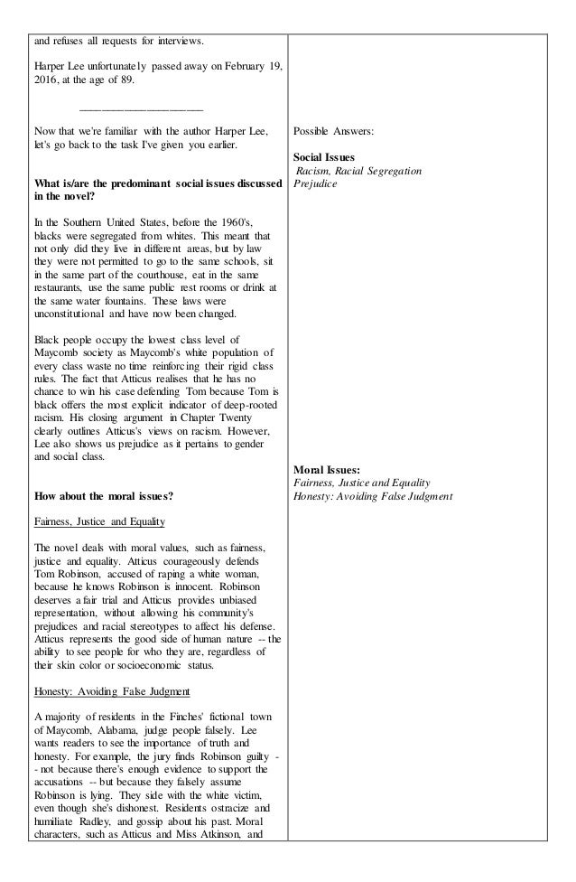 Lesson Plan To Kill A Mockingbird