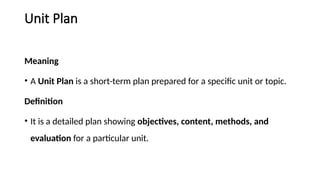 Unit Plan Definitions Comprehensive Guide to Instruction Planning: Year, Unit, and Lesson ...