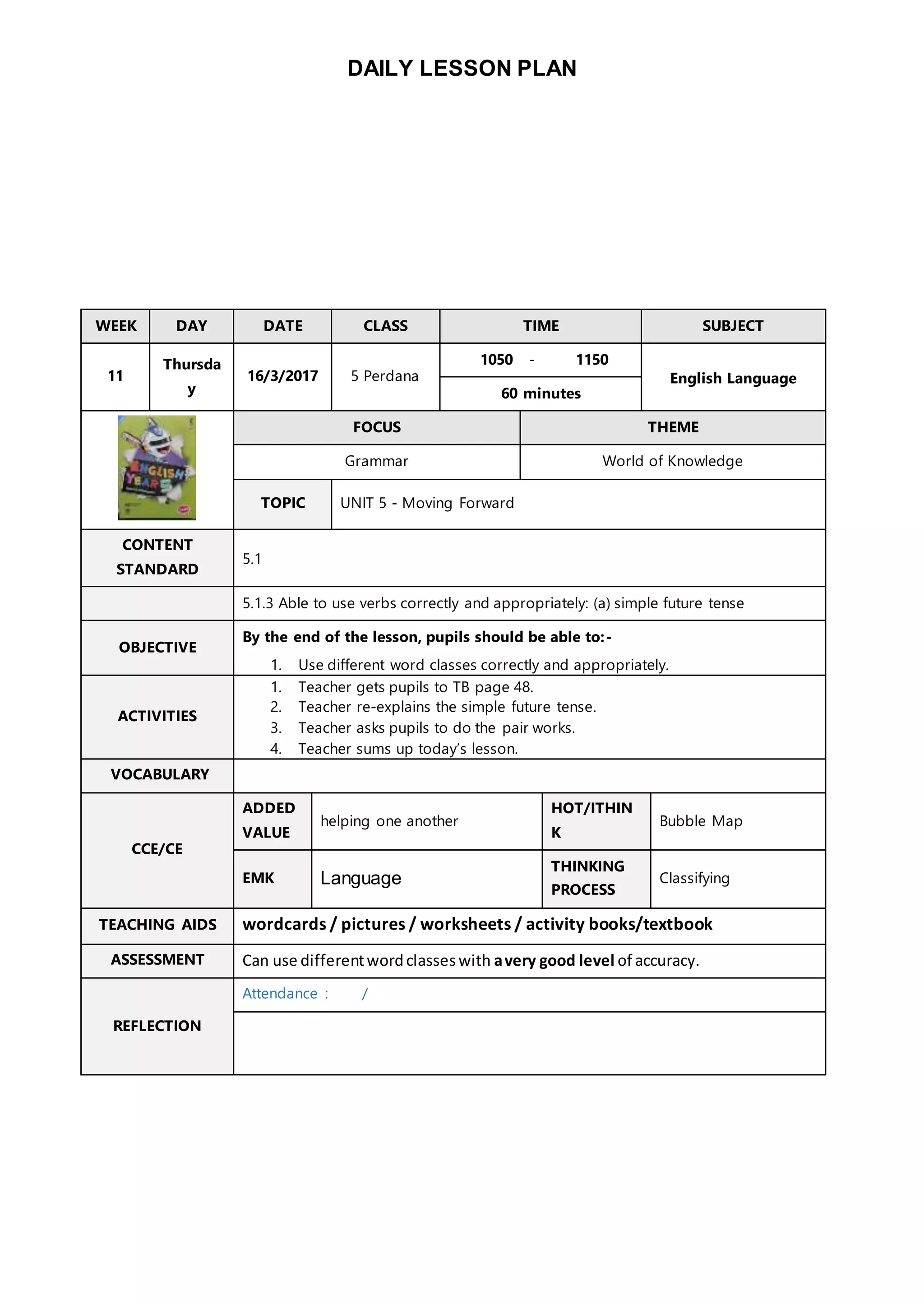 Lesson plan yr 5 week 11 @ 2017 | PDF