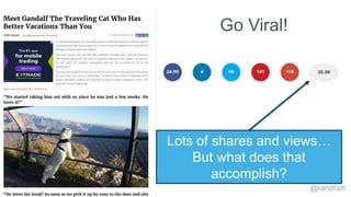 Go Viral!
@randfish
Lots of shares and views…
But what does that
accomplish?
 