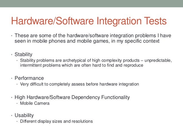 Hardware/Software Integration Testing