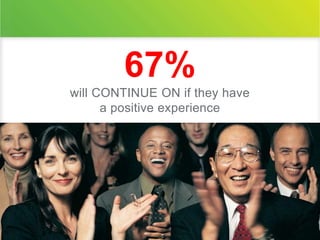 67% 
will CONTINUE ON if they have 
a positive experience 
 