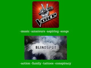 -action -family -tattoos -conspiracy
-music -amateurs -aspiring -songs
 