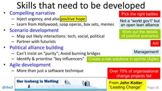 @dw2 Page 16
Skills that need to be developed
• Compelling narrative
– Inject urgency, and also positive hope
– Learn from...