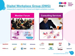 @dwg
www.digitalworkplacegroup.com
Digital Workplace Group (DWG)
Independent expertise for intranet and digital workplace ...