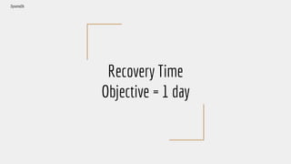 Recovery Time
Objective = 1 day
DynamoDb
 