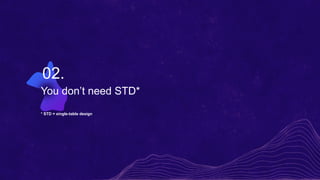 You don’t need STD*
* STD = single-table design
02.
 